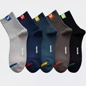 Resim 5/10 Çift Erkek Moda Crew Çoraplar Renkli Elastik Ayak Ucu Kapları & Harf Tasarımlı - Nefes Alabilen Örme Kumaş, Günlük ve Spor Kullanım için Çeşitli Renkler, Yenilikçi Çoraplar, Her Gün Rahatlık, Konforlu Kalıp 