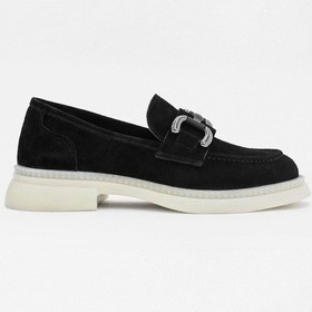 Resim Klein Siyah Süet Hakiki Deri Kadın Loafer Ayakkabı Siyah Süet Siyah 