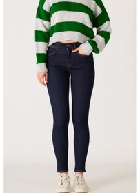 Resim Wrangler High Rise Skinny Fit Dar Kesim Yüksek Bel Çok Dar Paça Lacivert Kadın Esnek Jean Denim Kot Pantolon W27H01736 Koyu Lacivert 