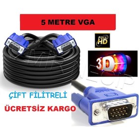 Resim 5 Metre Projeksiyon Vga Kablosu Kaliteli Kalin Kablo 