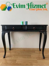 Resim Evim Hizmet 120 Cm Çekmeceli Siyah Eskitme Dresuar Makyaj Masası 