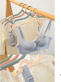 Resim 5'li Katlanabilir Pastel Renkli Plastik Elbise Askısı Seti, Seyahat İçin Portatif 