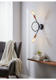 Resim Modern Edit 2li Siyah Bakır Laleli Aplik Oturma Odası, Giriş, Mutfak Aydınlatma Siyah - Bakır 
