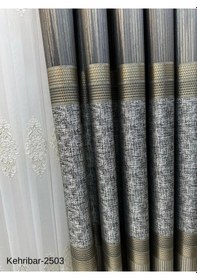 Resim Nivemeshome Kehribar Ft614162 Toprak V-2503 Pano Fon Perde 1/3 Sık Pileli Perde Apm Toprak 