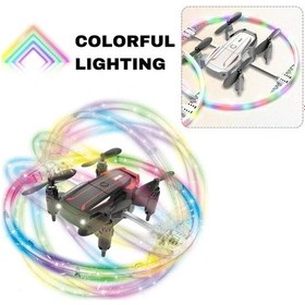 Resim Katlanabilir Mini Bk2 Drone Optik Akışlı Led Işıklı Tek Tuş Kalkış Katlanabilir Tasarım Rc Uzaktan Kumandalı Drone - Siyah 