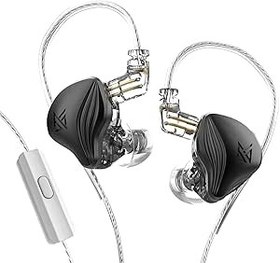 Resim KZ ZEX IEM Kulak Monitörü Kablolu Kulaklık, 1 Elektrostatik + 1 Dinamik Sürücü Yüksek Çözünürlüklü Kulaklık Çıkarılabilir Kablolar Sahne Müzisyenleri Audiophile için Uygun (Siyah, Mikrofonlu Kulaklık) 