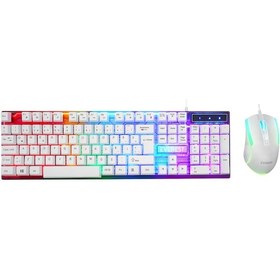 Resim Everest Km-198 Luminax Beyaz Gökkuşağı Aydınlatmalı Q Gaming Oyuncu Klavye + Mouse Set Optik 