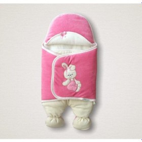 Resim Bebek Dış Kundak Battaniyesi Kadife Ayıcıklı Ayaklı Bebek Kundağı Unisex Hastane Çıkışı Hediyelik Pembe 