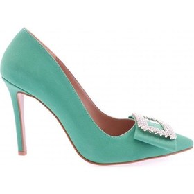 Resim Dgn 055 Kadin Sivri Burun Kristal Tokali Abiye Ayakkabi 055-2175-R13730 Yeşil 