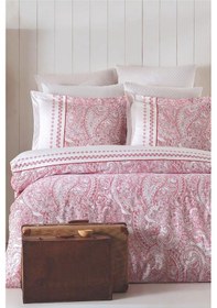 Resim Çift Kişilik Nevresim Takımı Pamuklu Vintage Pembe Paisley Pembe 