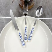 Resim 4/3 adet Çiçek Baskılı Seramik Saplı Paslanmaz Çelik Yemek Takımı, Cilalı Yüzeyli Sofra Takımı, Biftek Bıçağı, Çatal, Kahve Kaşığı ve Çorba Kaşığı ile birlikte, Ev, Restoran, Mutfak, Günlük Yeme, Tatlı Kaşığı, Dondurma Kaşığı, Meyve Çatalı için Uygun, Noel için En İyi, Şükran Günü için Mükemmel 