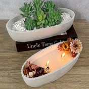 Resim Kendi Beton Mumluk ve Sukulent Saksısı için Silikon Kalıp - Elips Çok Amaçlı Alçı Döküm Kalıbı Epoksi Reçine, Çimento Saklama Tepsisi ve Mum Kabı için 