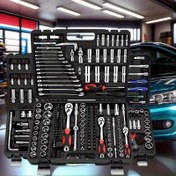 Resim 216 Parça 46 Parça Taşınabilir Araç Tamir Seti, Arabalar, Bisikletler ve Motosikletler için Çok Fonksiyonlu Kombinasyon Anahtarlı Ratchet, DIY Tutkunları ve Mekanikçiler İçin İdeal Seçim, GB46&216 