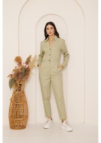 Resim Yeşil Cepli Gabardin Tulum Dm4004 Yeşil 