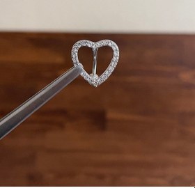 Resim 316 L Cerrahi Çelik Göbek Piercingi Kalpli Pırlanta Model Göbek Piecingi Rose Gold 