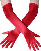 Resim Nessiworld Long Extra Shiny Satin Gloves Red Color 