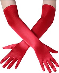 Resim Nessiworld Long Extra Shiny Satin Gloves Red Color 