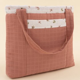 Resim Bebek Bakım Çantası - Gül Kurusu Muslin - Çiçekler 