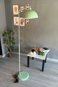 Resim Lambader Hareketli Başlık Modern Dekoratif Metal Oturma Odası Çalışma Odası Zemin Lambası Su Yeşili 