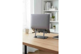 Resim Kpon Alüminyum Ayarlı Laptop Standı Çift Fanlı Soğutuculu Ergonomik Laptop Tablet Standı 