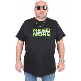 Resim Starbattal Erkek Büyük Beden Sıfır Yaka Tişört Need More 25139 Sıyah Siyah 