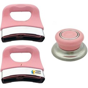 Resim Tencere Tava Ve Sahan Uygun Sap Kulp Tutamak Kulbu Seti 3 Lü Pembe 