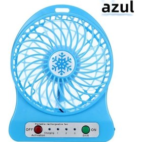 Resim Yp Arkasında Pil Olan Taşınabilir Elektrikli Vantilatör Mavi 