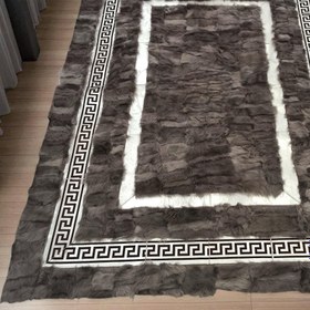 Resim Gri Toskana Halı, Özel Ölçü Dikdörtgen Kürk - 100x400 cm 