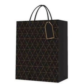 Resim Siyah Desenli Büyük Boy Karton Çanta 