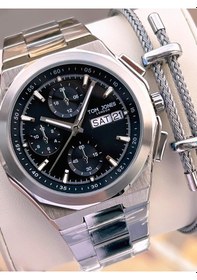 Resim Tom Jones Bileklik Hediyeli Çelik Kordon 3 Atm Suya Dayanıklı 2 Yıl Garantili Erkek Kol Saati 10046.2 Gümüş 