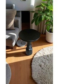 Resim El Yapımı Siyah Doğal Ahşap Mantar Sehpa Tekli Yan Sehpa Modeli - Wooden Coffee Table Siyah 