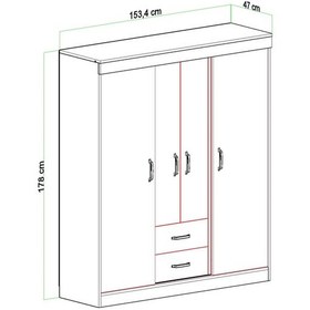 Resim Fulya 4 Kapak 2 Çekmece Gardırop 