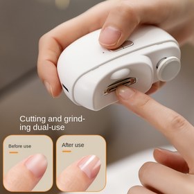 Resim Elektrikli Tırnak Makası ve Taşlama Makinesi, Sıçrama Koruyucu ile Çift Kullanımlı - Küçük Taşınabilir Ev Manikür Aracı, Anti-Sıkıştırma Tasarımı, USB Şarj Edilebilir, Pil, Beyaz, Tırnak Makası, Tırnak Bakımı, Modern Estetik, Dayanıklı Plastik 