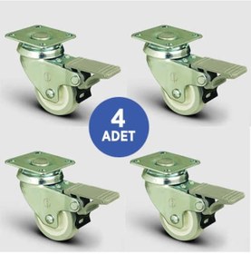 Resim 4 Adet Ep01Zkc50F. Oynak Tablalı Frenli Mobilya Tekerleği. Pvc 