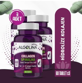 Resim Algolina Collagen+Spirulina Takviye Edici Gıda 1260 Mg 3 x 60 Tablet 