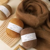 Resim 4 adet sahte vizon yünü ve uzun yün 200g+80g 50g sahte vizon yünü*4+20g yardımcı iplik*4, cilt dostu ve sıcak, yumuşak ve moda, atkı, kazak, şapka vb. örgü için kullanılır 