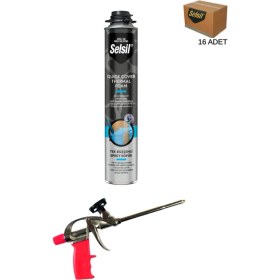 Resim Selsil Thermal Foam Isı ve Ses Yalıtım Köpüğü 850 Ml. (16 Adet),demir Köpük Tabancası 