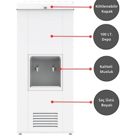 Resim Sanayi Tipi Sebil 100 Lt. Soğutmalı Arıtmalı Beyaz Boyalı 
