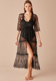 Resim SUWEN Lady Şık Tasarım Dantel Kimono-Kaftan 