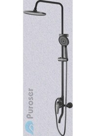 Resim Puroser Robot Duş Tepe Yağmur 3 Fonksiyonlu Batarya Dahil Siyah Duş Seti Siyah 