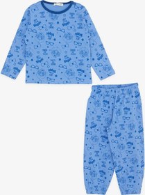 Resim Breeze Girls & Boys Erkek Bebek Pijama Takımı Havalı Çocuk Desenli 9 Ay-3 Yaş, Mavi-mavi Mavi 