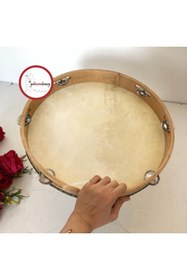 Resim Gelincimherşey Büyük Boy Eğlenceler Için Metal Zilli Deri 38cm Ahşap Oyun Tefi 