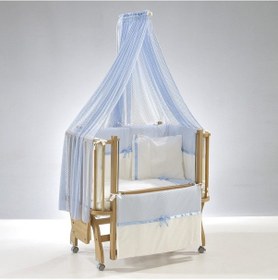 Resim Meltem Kids Mood Sallanır Ahşap Anne Yanı Beşik 50 x 90 CM Naturel - Mavi 