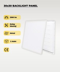 Resim 24w 30x30 Backlight Led Panel Armatür 4000k Gün Işığı 2 Adet Beyaz 