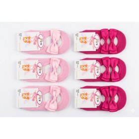 Resim A.D.N SOCKS 6'lı Kız Çocuk Fiyonklu Soket Çorap Seti - 3-4 Yaş (3 Açık Pembe + 3 Fuşya) 