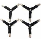 Resim Siyah 4 Parça Çarşaf Tokaları, Çarşaf Ve Düz Çarşaflar İçin Ayarlanabilir Elastik Üçgen Bağlantı Elemanları, Yatak, Kanepe Minderi, Masa Diğer 