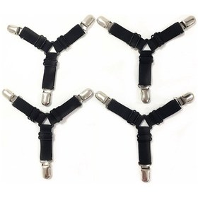 Resim Siyah 4 Parça Çarşaf Tokaları, Çarşaf Ve Düz Çarşaflar İçin Ayarlanabilir Elastik Üçgen Bağlantı Elemanları, Yatak, Kanepe Minderi, Masa Diğer 