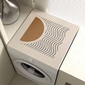 Resim Diатом Çamuru Yıkama Makinesi Toz Örtüsü Ped - Dalga Desen Tasarımı, Bej ve Kahverengi, Ön Yüklemeli Yıkama Makineleri için Elektriksiz Koruyucu Kapak, Dayanıklı Çamaşır Odası Dekoru, Cihaz Süsleme | Modern Kapak Stili | Elektriksiz Kapak 