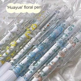 Resim 6'lı set çekilebilir jel mürekkep kalemler - 0.5mm, hızlı kuruyan siyah dolum, çiçek deseni, günlük ve ofis kırtasiyelerinde sorunsuz yazmak için mükemmel 
