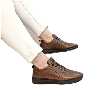 Resim Voyager Z094 Taba Hakiki Deri Lazer İşlemeli Bayan Ayakkabı Taba 